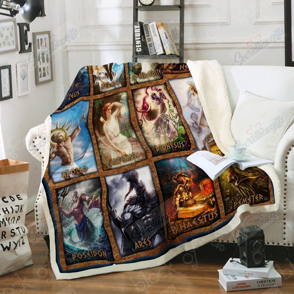Twelve Olympians Greek Mythology Fleece Blanket