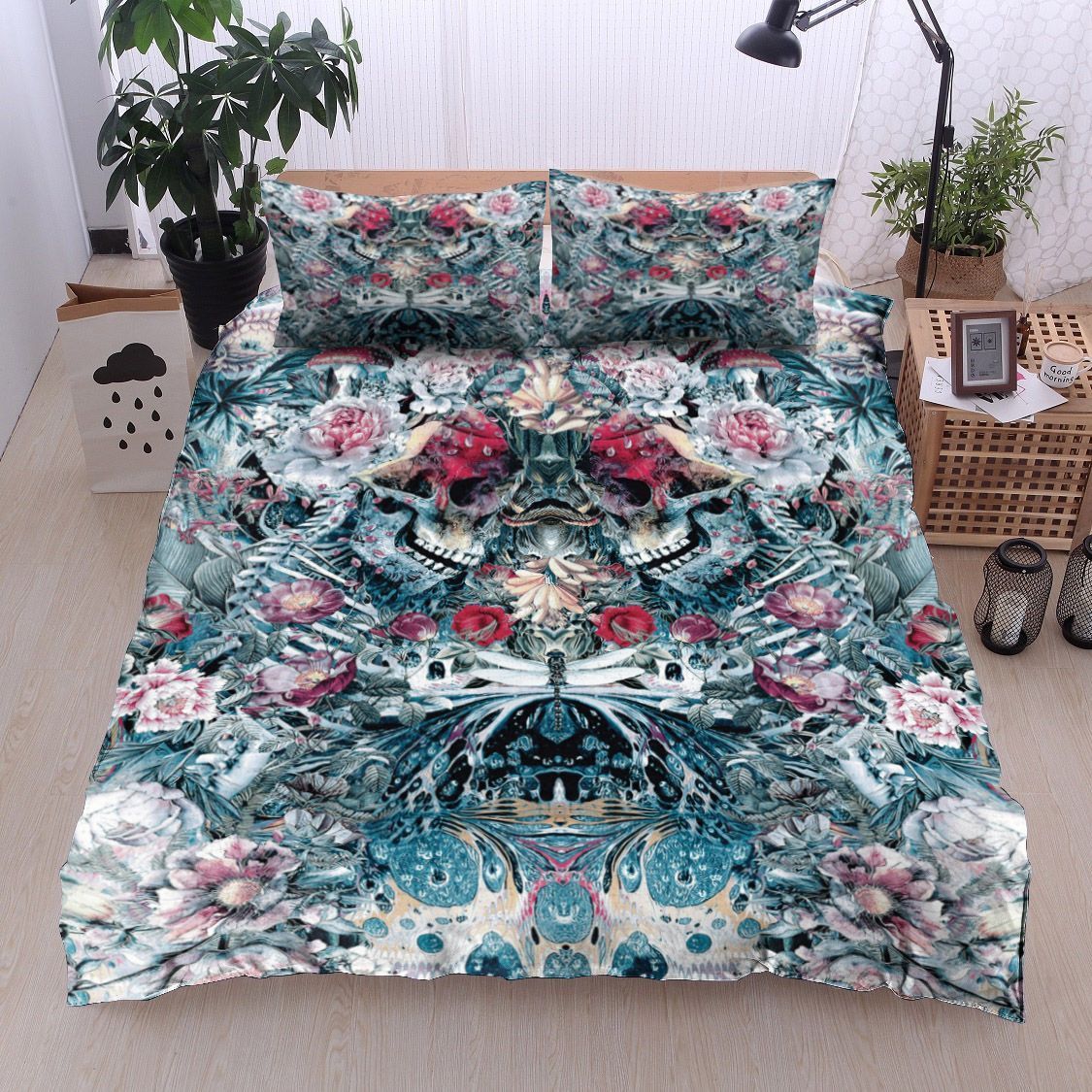 Twin Skulls Bedding Set