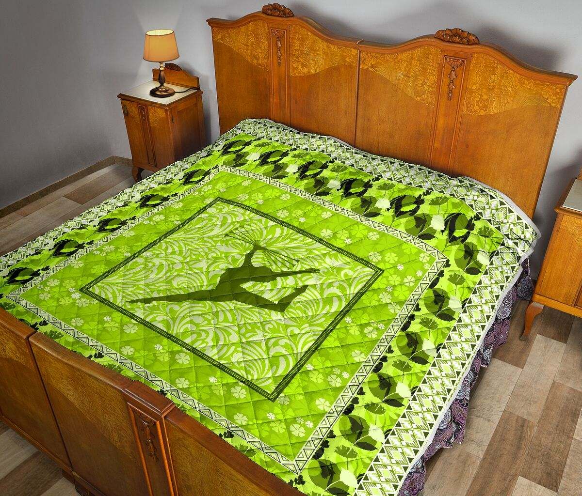 TWIRLING LIME GREEN FLOWER QUILT DHC281111063DD