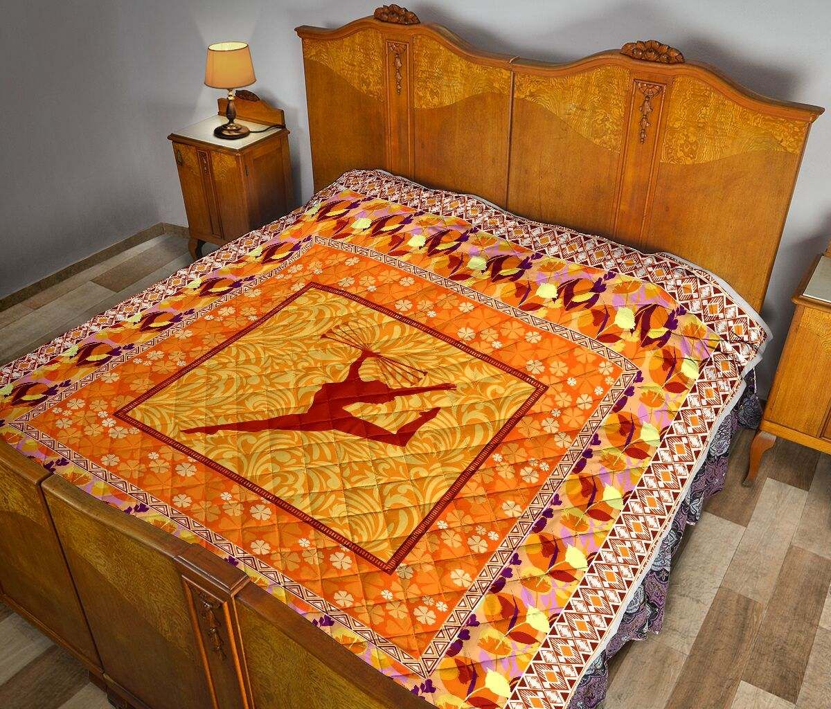 TWIRLING ORANGE FLOWER QUILT DHC281110991DD