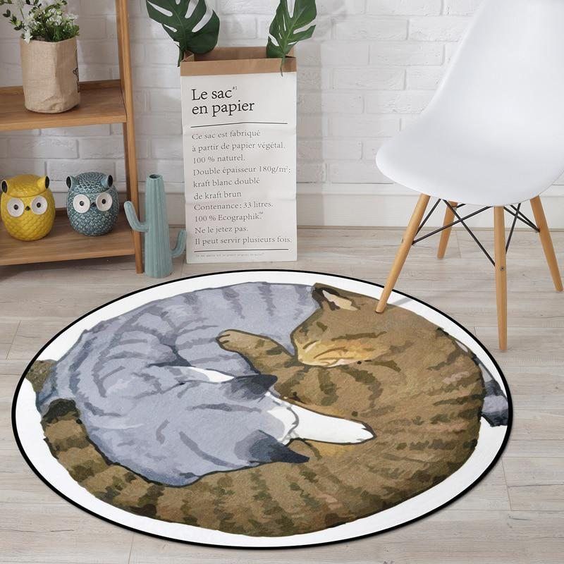 Two Cat Round Carpet