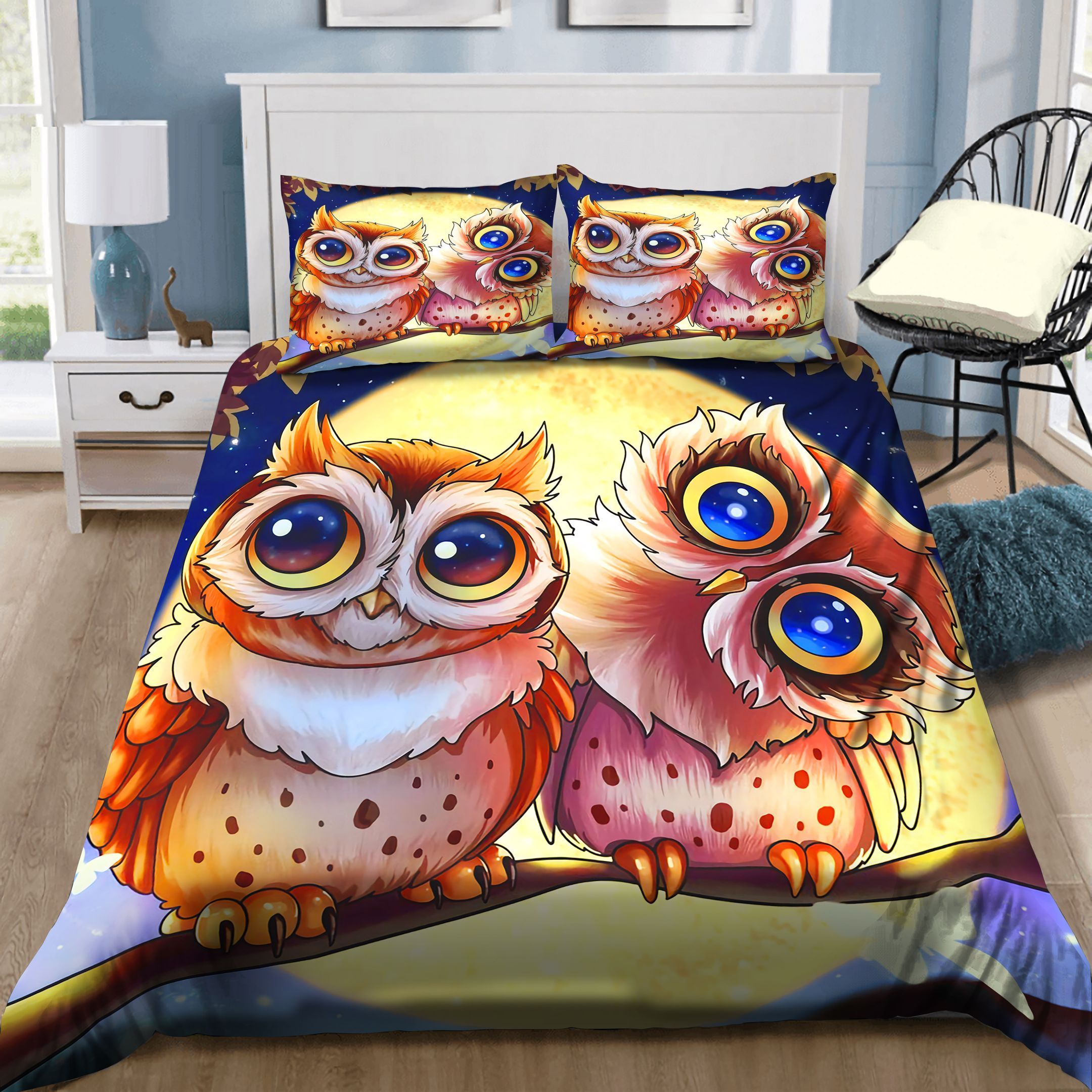 Two Cute Owls Bedding Set