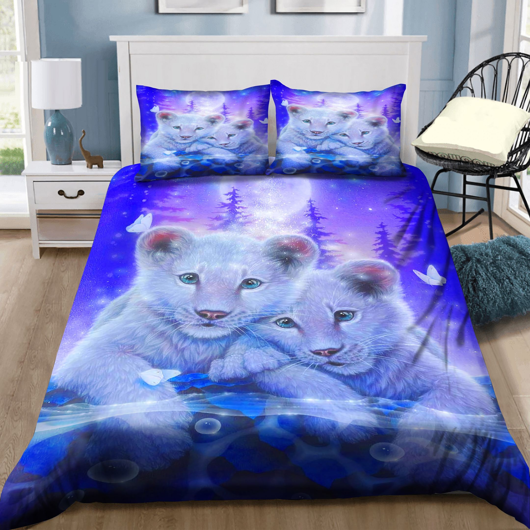 Two Lovely White Tiger Bedding Set