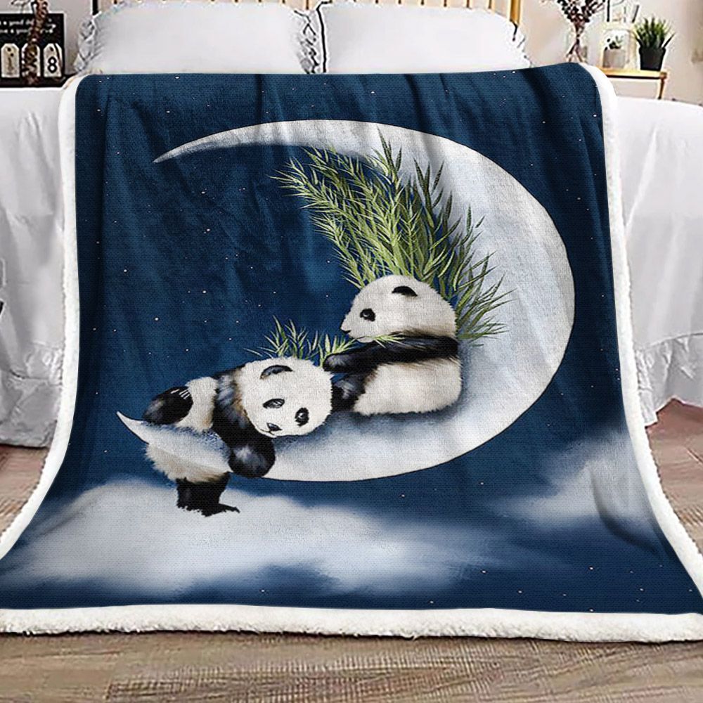 Two Panda Moon Sherpa Fleece Blanket