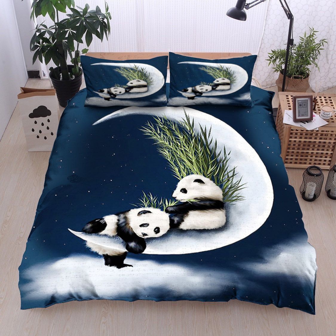 Two Panda Moon Bedding Set