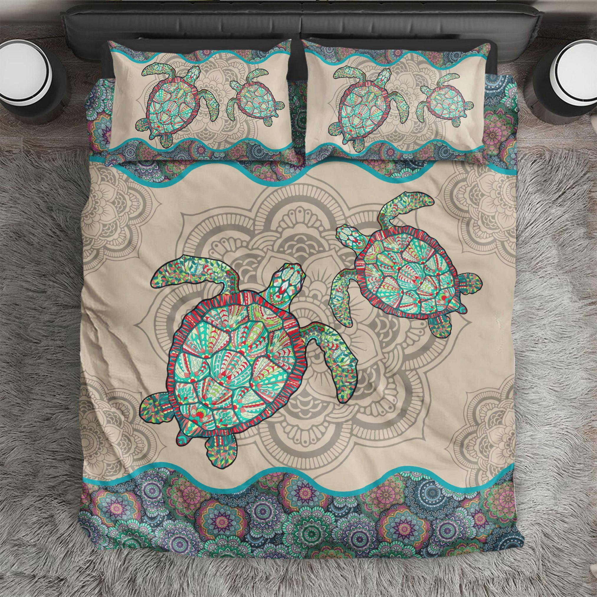 Two Turtles Mandala Bedding Set