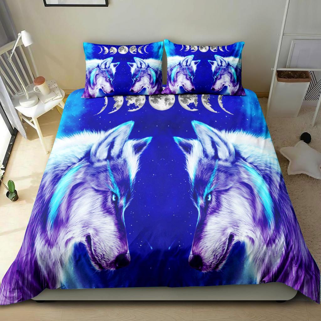 Two Wolf Face To Face Bedding Set