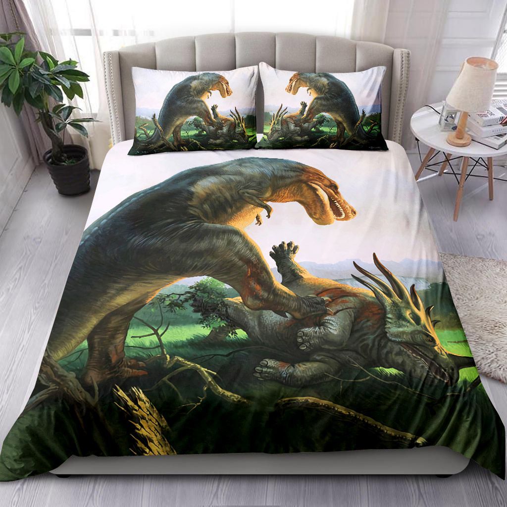 Tyrannosaurus Rex Eating A Styracosaurus Bedding Set
