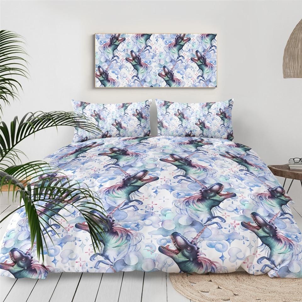 Tyrannosauruses With Unicorn Horn Bedding Set