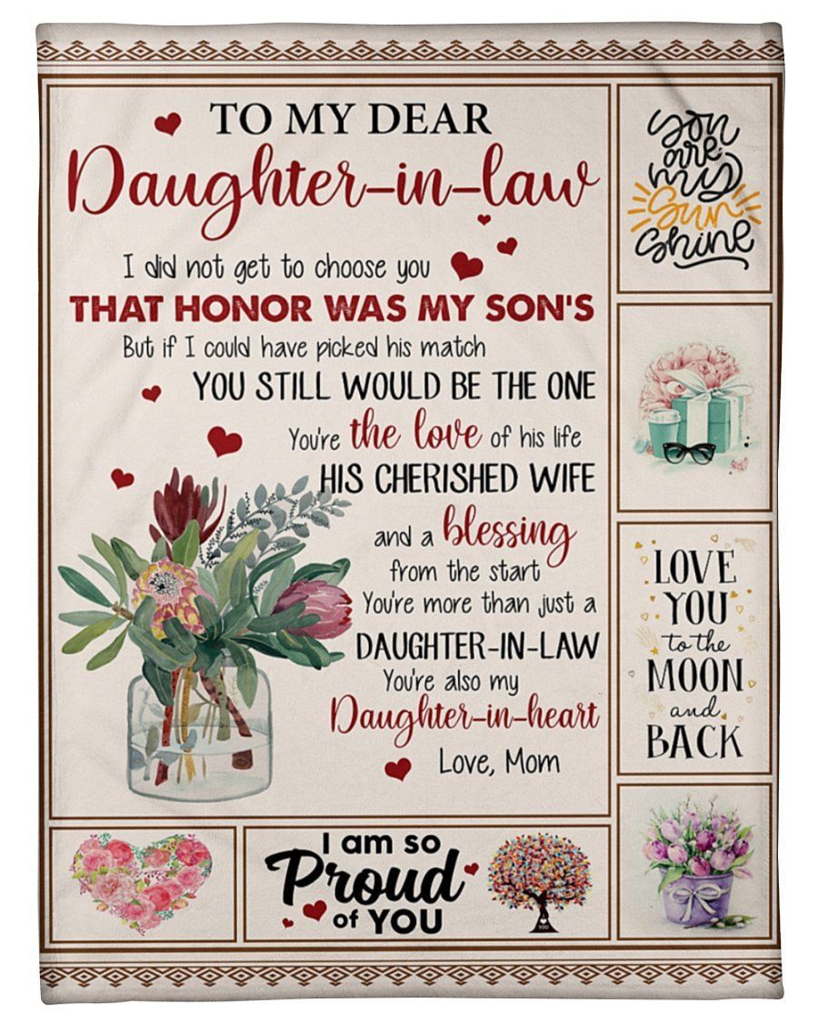 U’re Also My Daughter In Heart Fleece Blanket To Daughter In Law Fleece Blanket