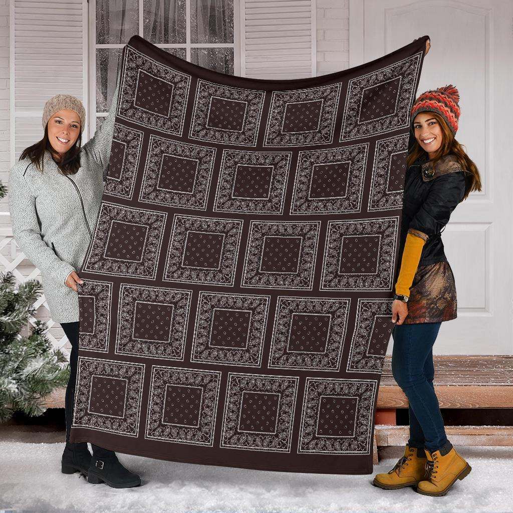 Ultra Plush Coffee Brown Bandana Sherpa Fleece Blanket