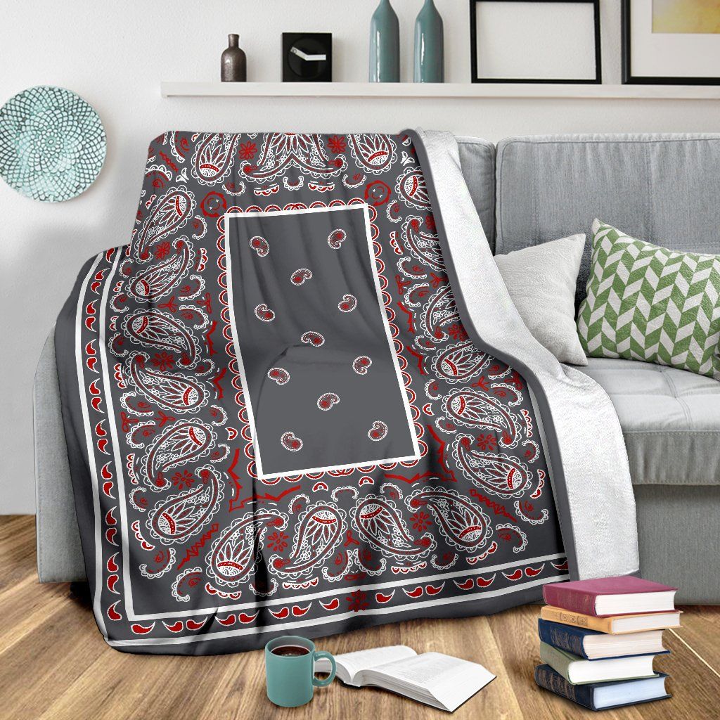 Ultra Plush Wicked Gray Bandana Fleece Blanket