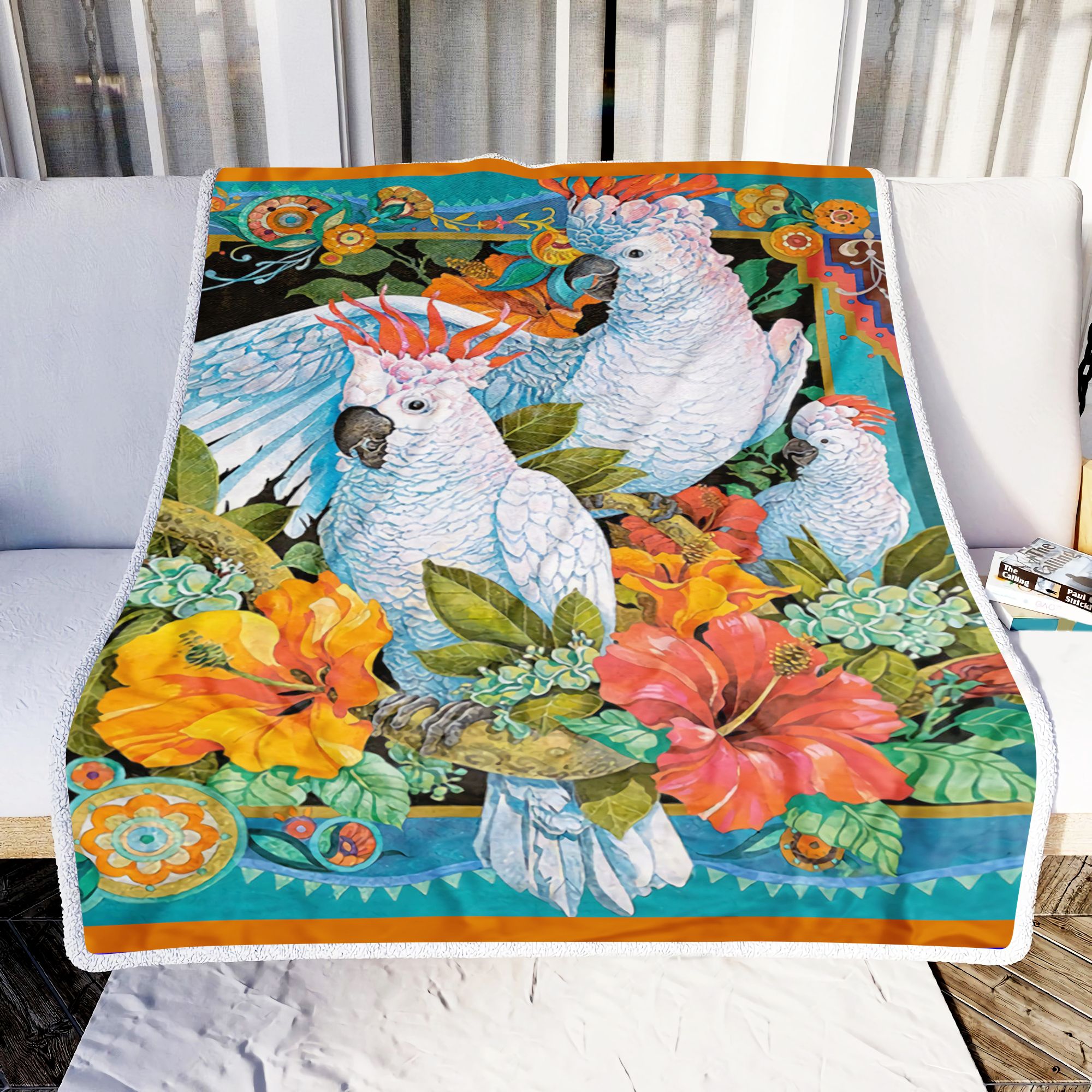 Umbrella Cockatoo In Tropical Forest Fleece Blanket
