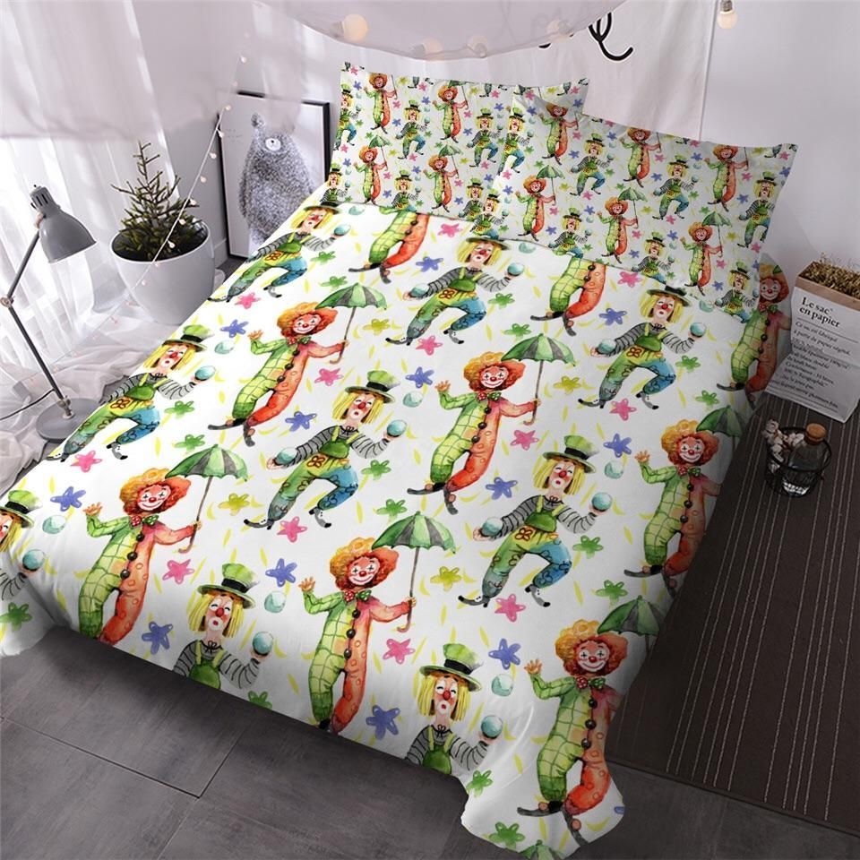 Umbrellas Juggling Clowns Bedding Set