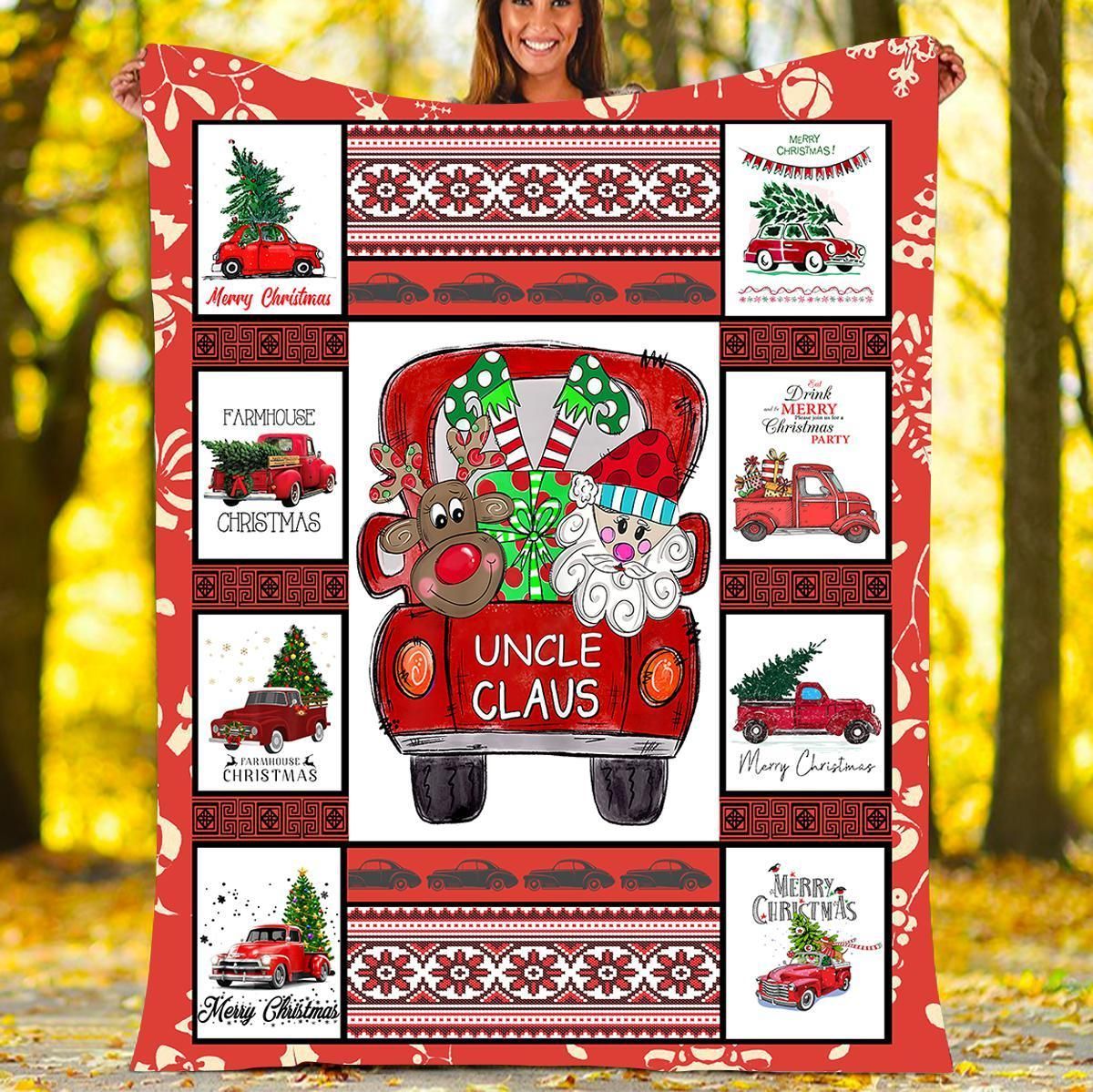 Uncle Claus Christmas Sherpa Fleece Blanket