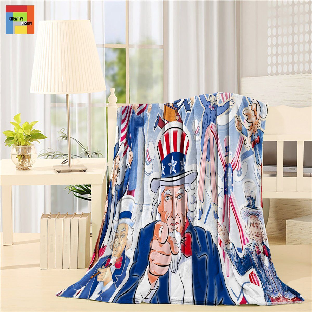 Uncle Sam United States Independent Day Throw Blanket