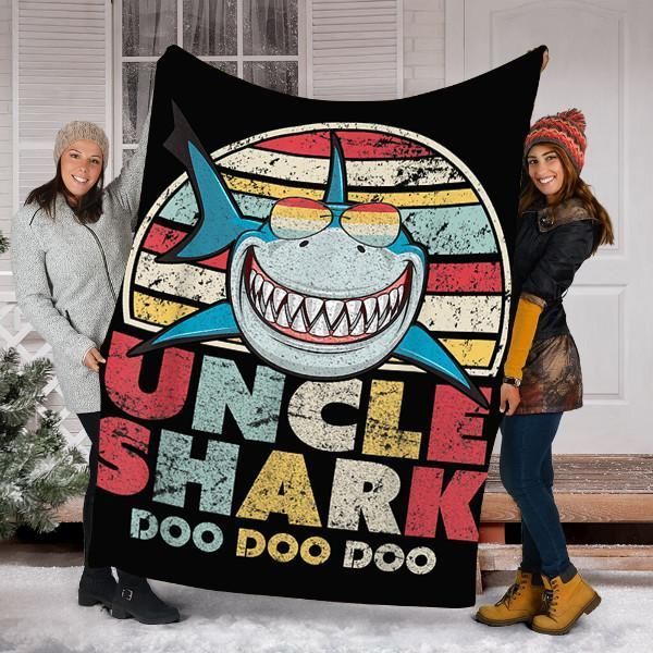 Uncle Shark Sherpa Fleece Blanket