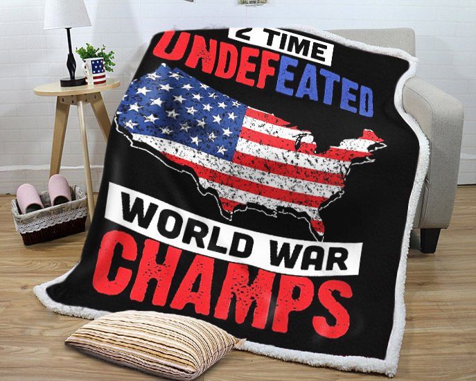 Undefeated Time World War Champs America Est. Sherpa Fleece Blanket