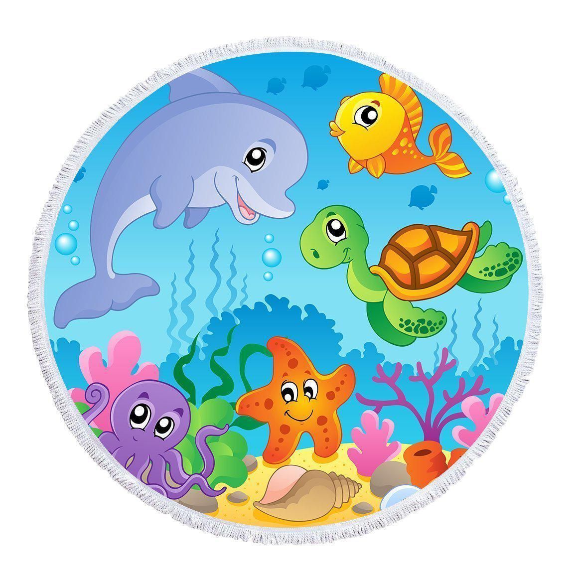 Under The Sea Playground Printed Round Beach Towel