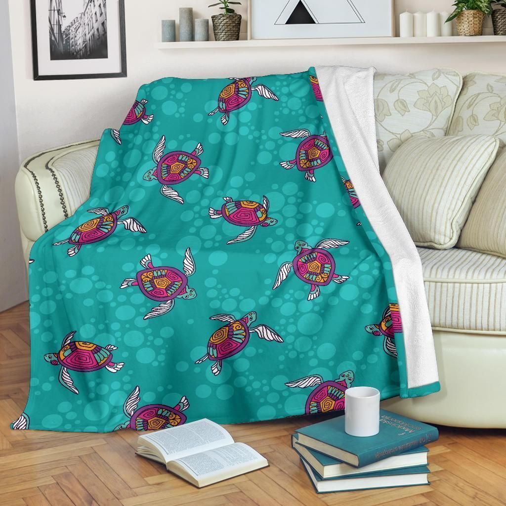 Under The Water Sea Turtle Pattern Fleece Blanket