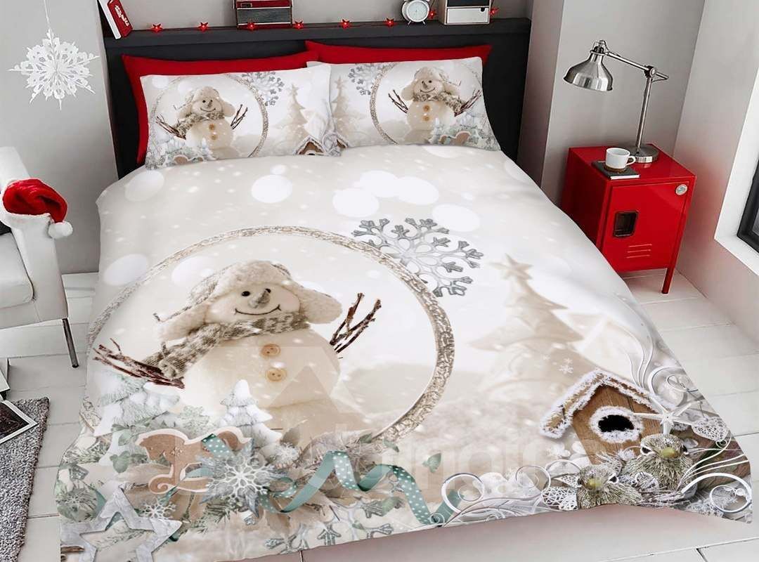 Undertint Christmas Snowman In A Hat 3d Bedding Set