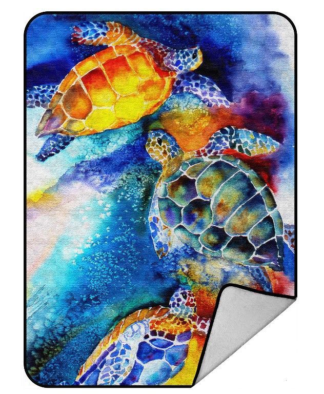 Underwater Sea Turtle Sherpa Fleece Blanket