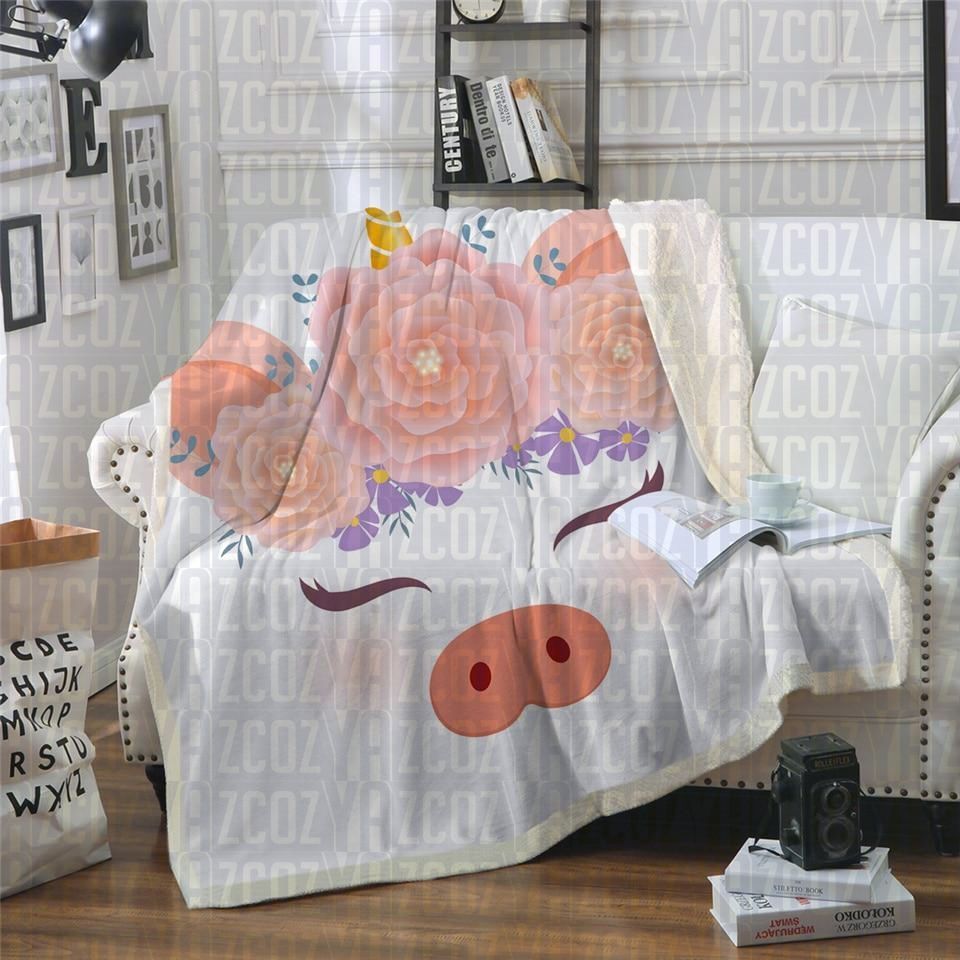 Uni Pig Sherpa Fleece Blanket