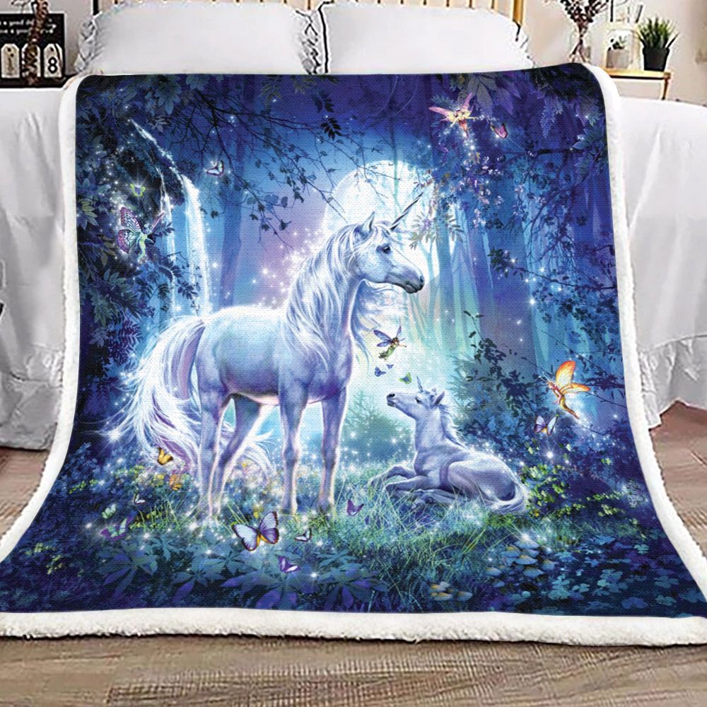 Unicorn And Fairy Sherpa Fleece Blanket