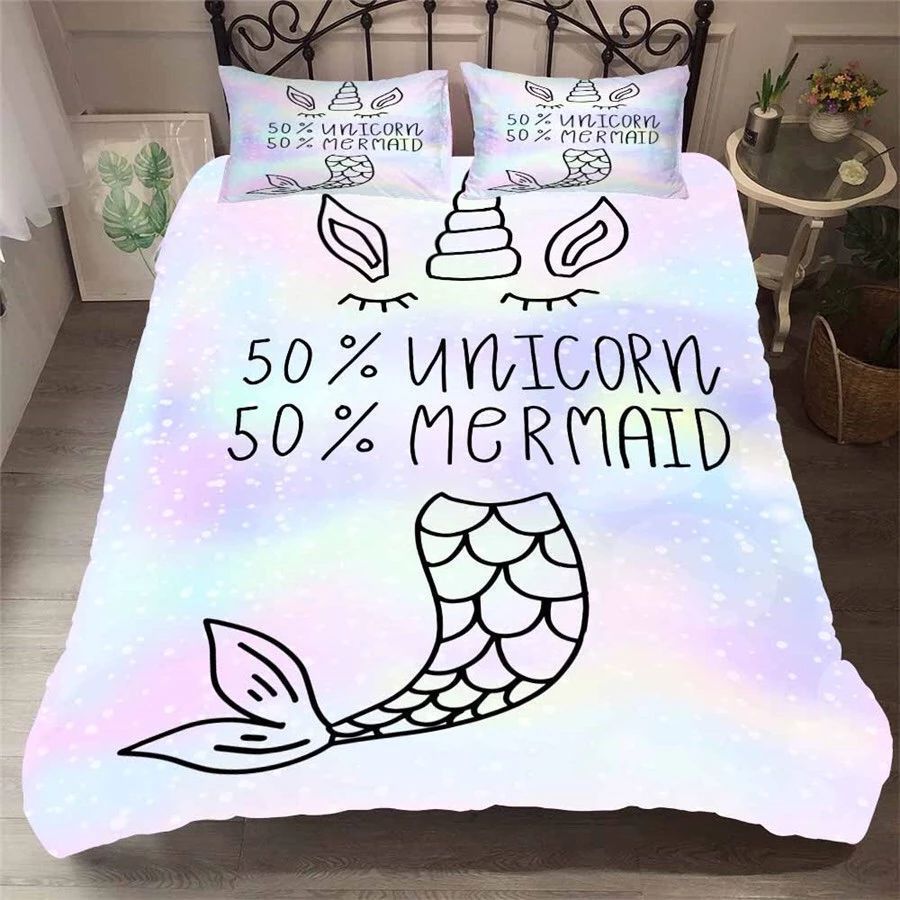 Unicorn And Mermaid Bedding Set