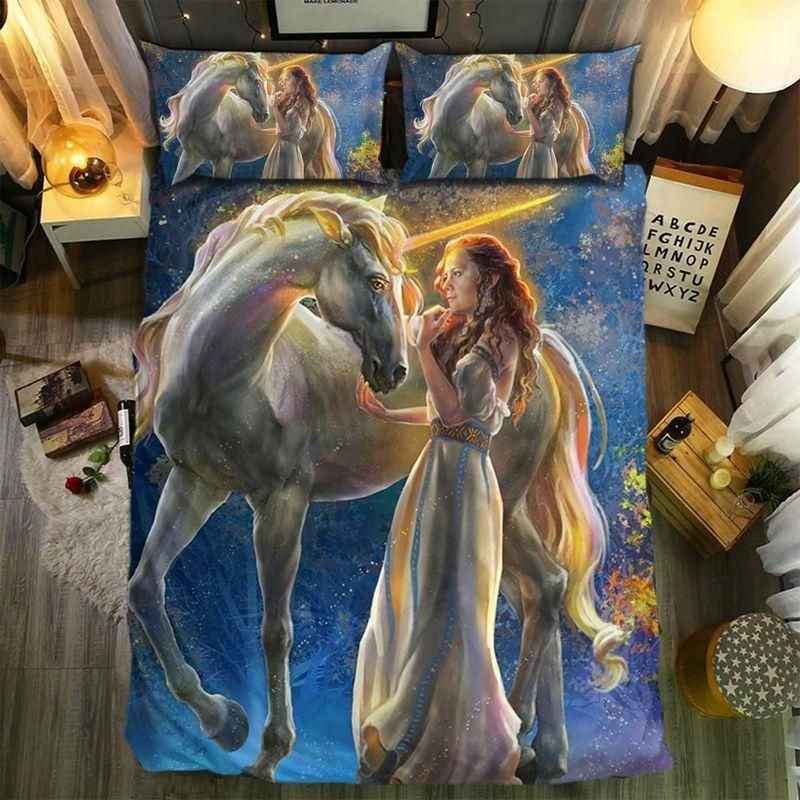 Unicorn And Princess Printed Bedding Set