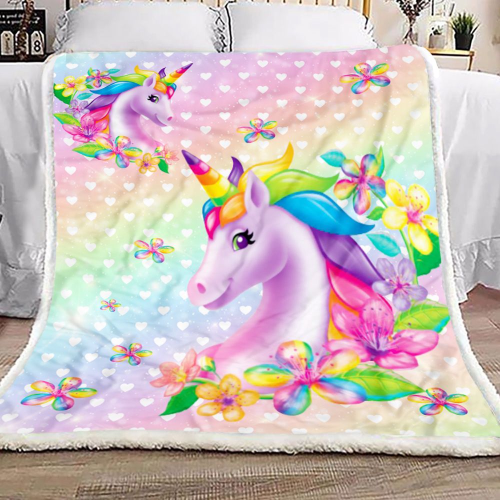 Unicorn and Rainbow Fleece Blanket