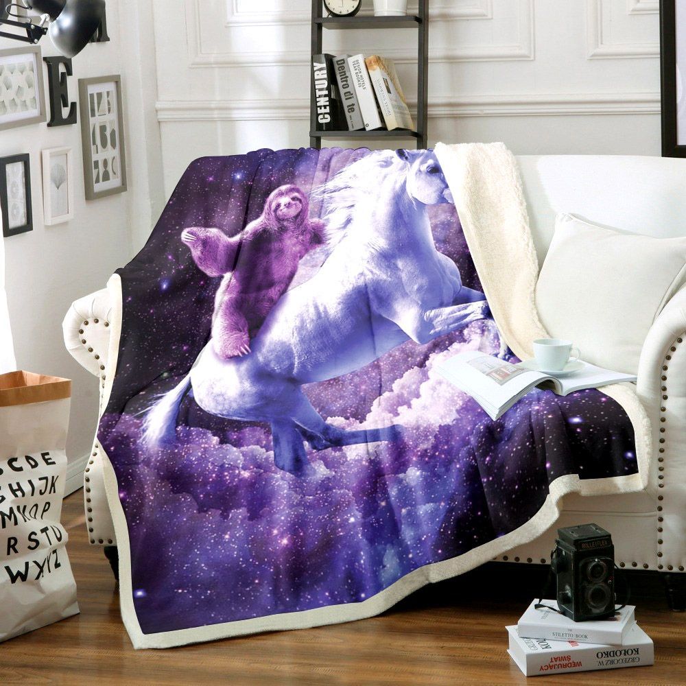 Unicorn And Sloth Sherpa Fleece Blanket