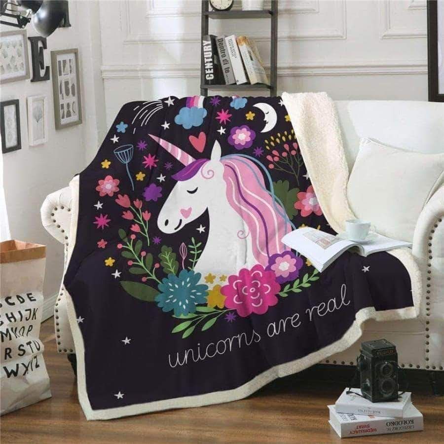 Unicorn Are Real Sherpa Fleece Blanket