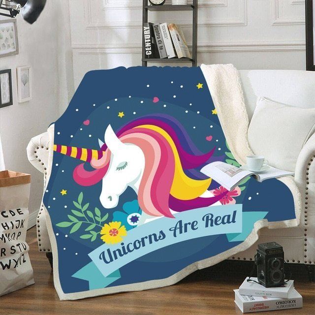 Unicorn Are Real Sherpa Fleece Blanket