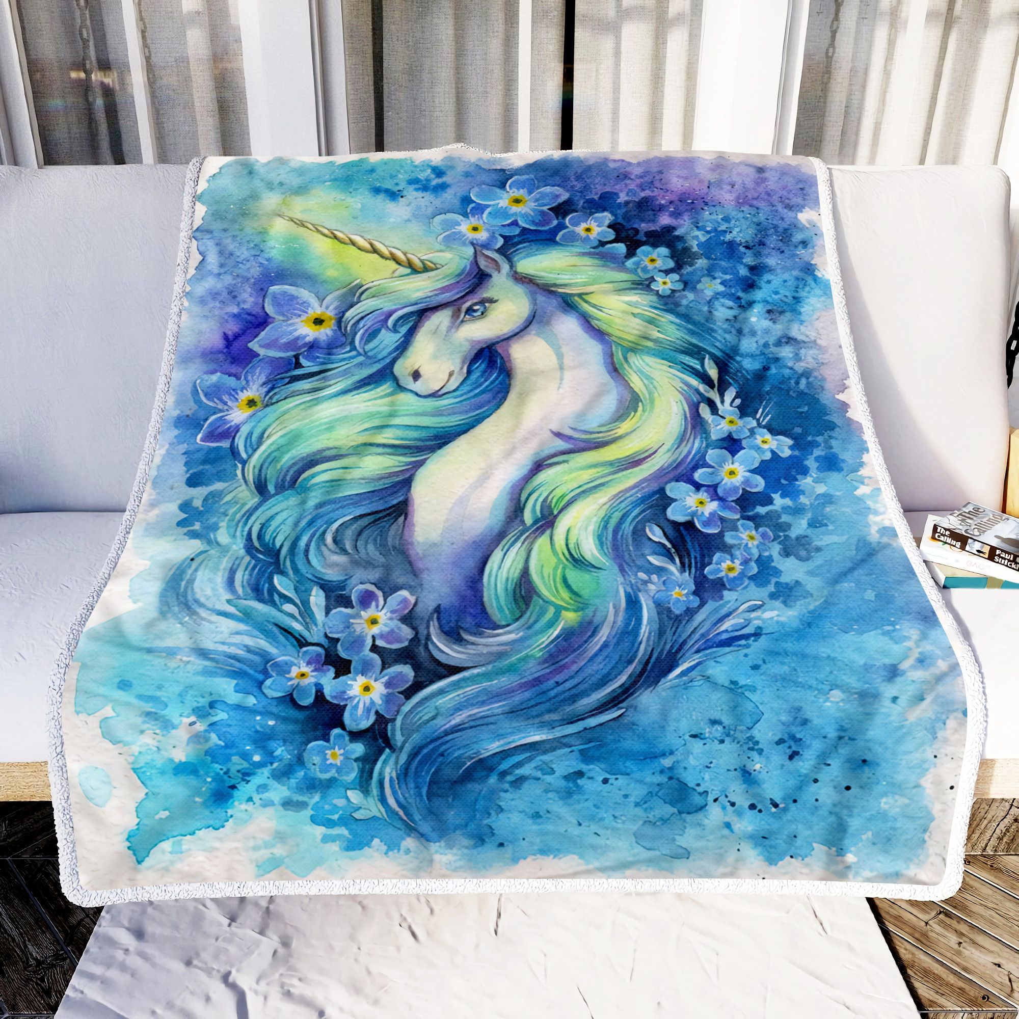 Unicorn Art Flower Fleece Blanket