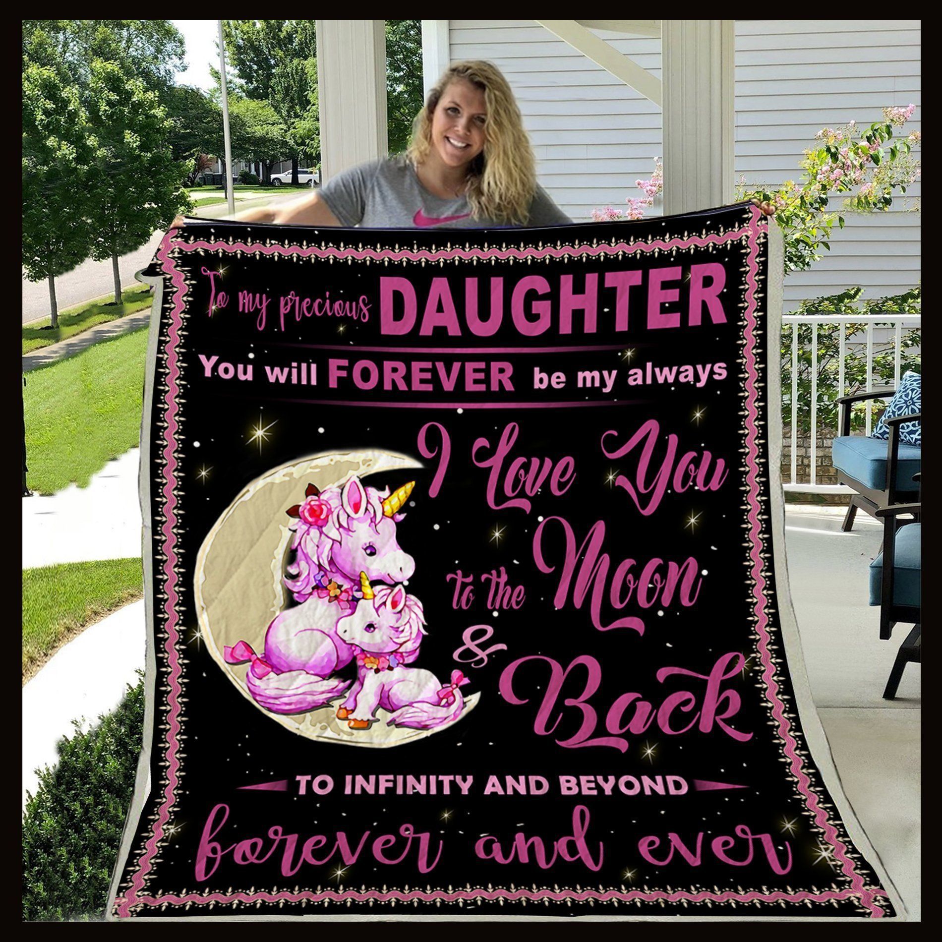 Unicorn Blanket To My Precious Daughter Sherpa Fleece Blanket