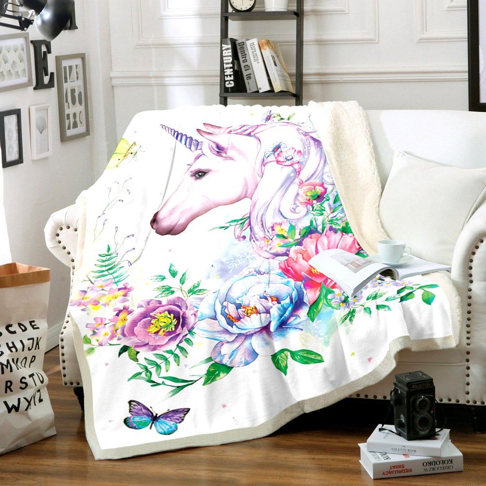 Unicorn Sherpa Fleece Blanket