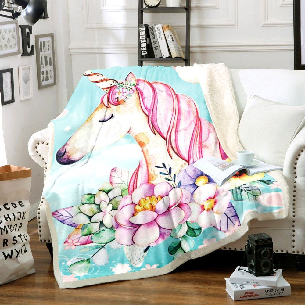 Unicorn Sherpa Fleece Blanket