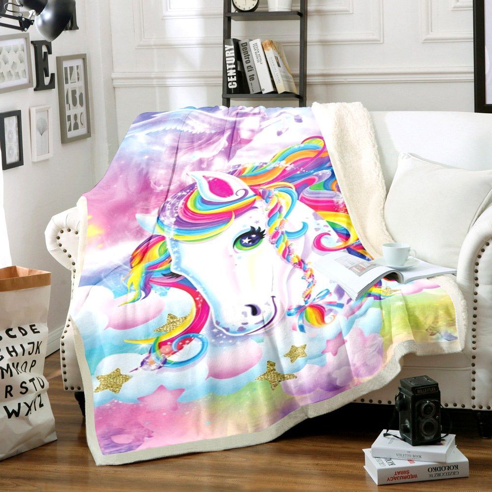 Unicorn Sherpa Fleece Blanket