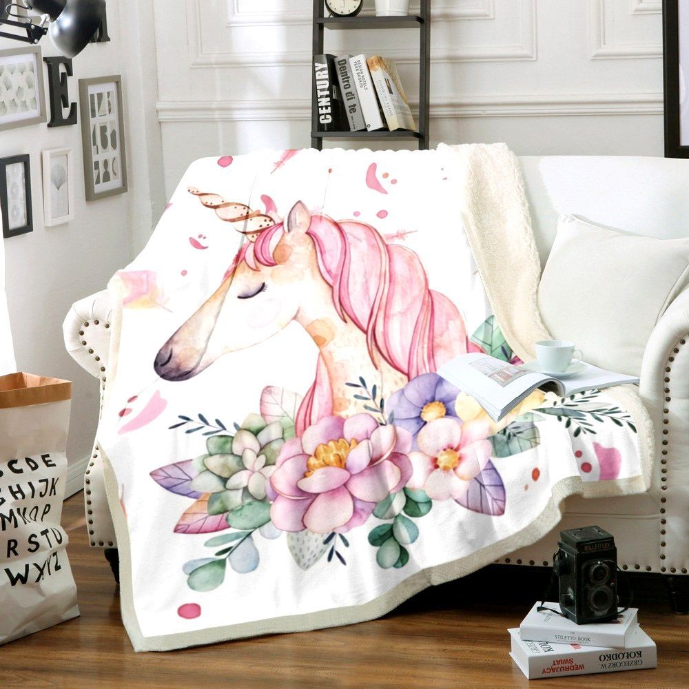 Unicorn Sherpa Fleece Blanket