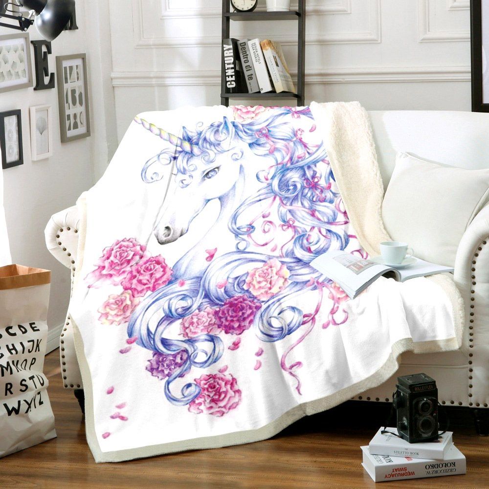 Unicorn Sherpa Fleece Blanket
