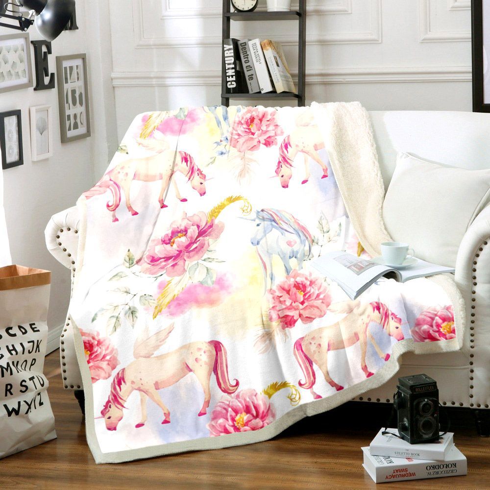 Unicorn Sherpa Fleece Blanket