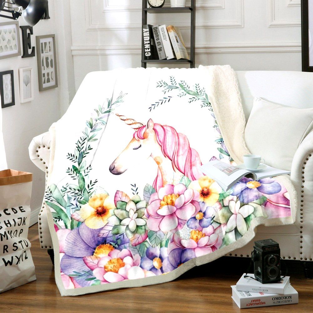 Unicorn Sherpa Fleece Blanket