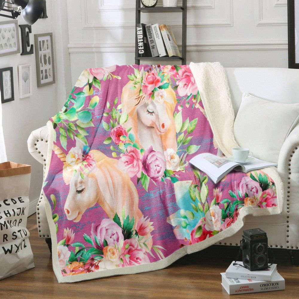 Unicorn Sherpa Fleece Blanket