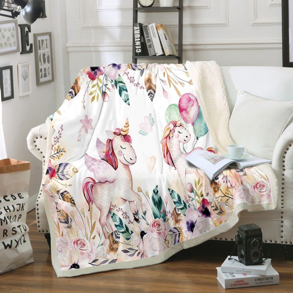 Unicorn Sherpa Fleece Blanket