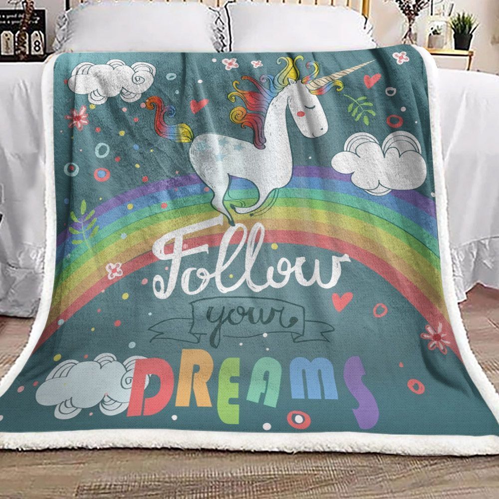 Unicorn Sherpa Fleece Blanket