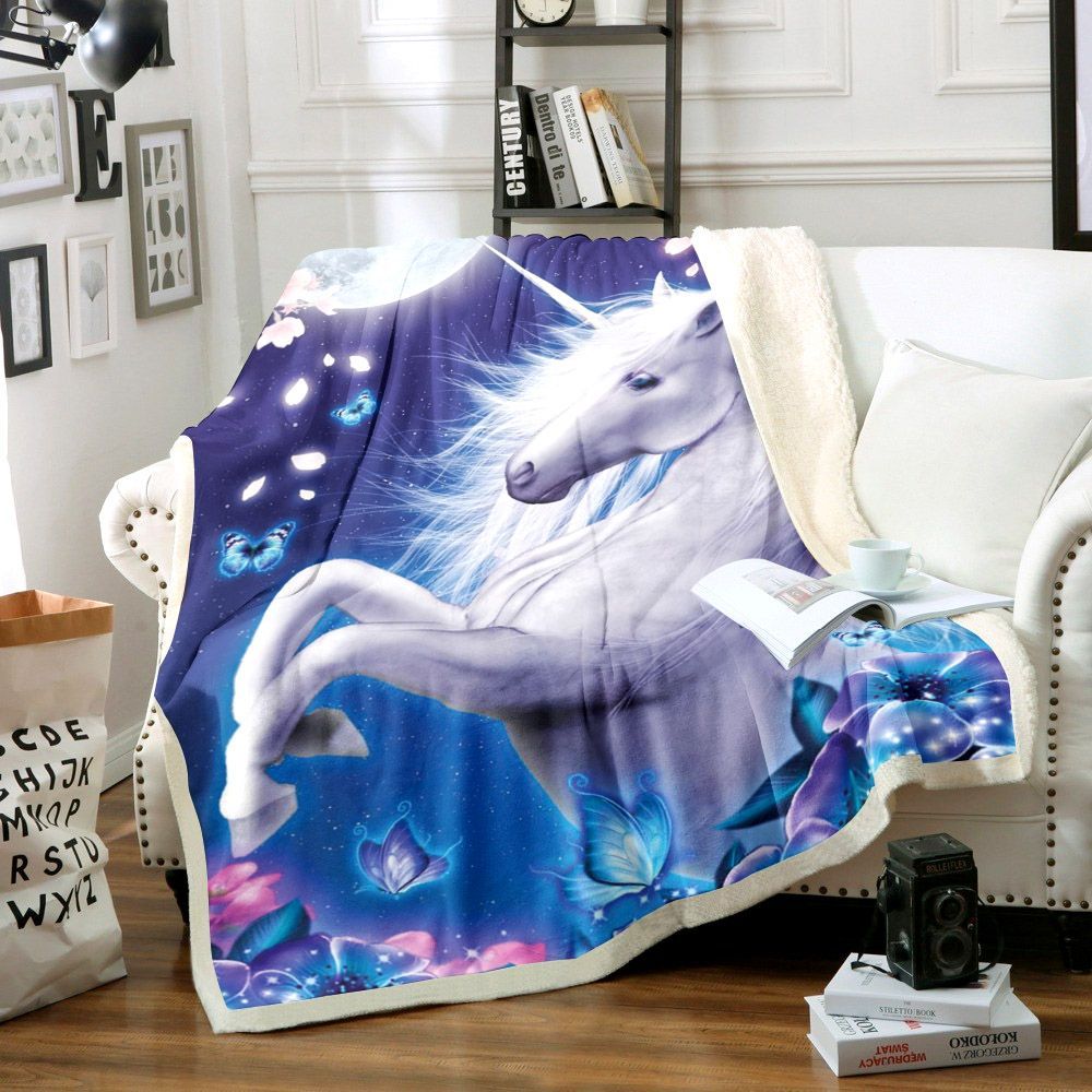 Unicorn Sherpa Fleece Blanket