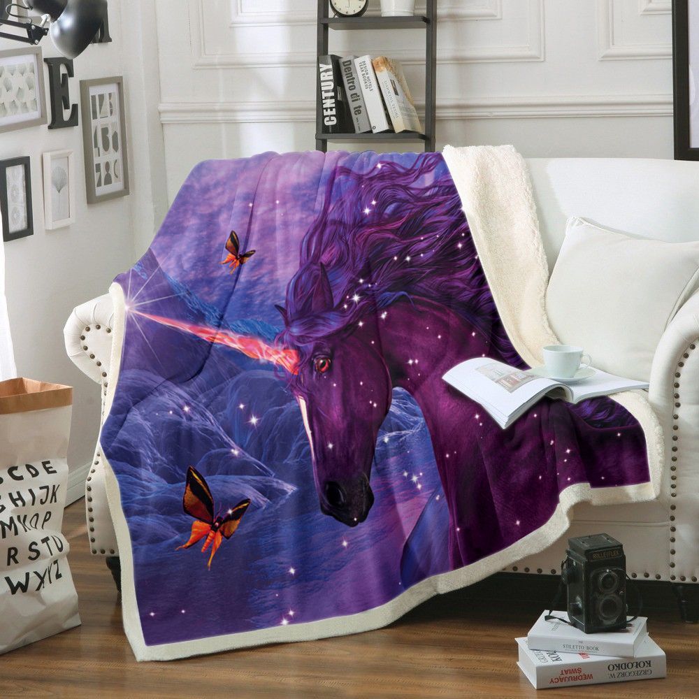 Unicorn Sherpa Fleece Blanket
