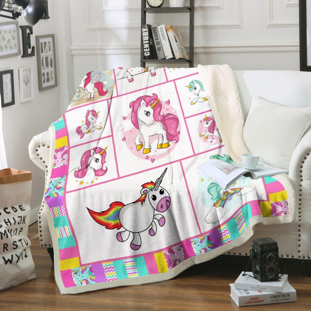 Unicorn Sherpa Fleece Blanket