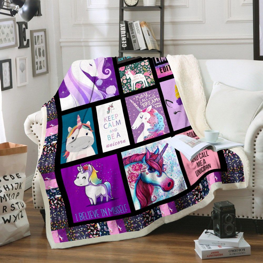 Unicorn Sherpa Fleece Blanket